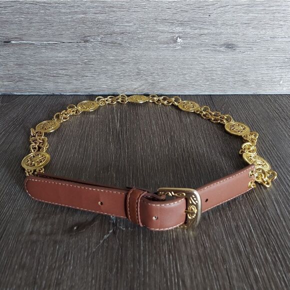 Vintage Brown Gold Tone Chain Belt 39.5" Long - Picture 1 of 7